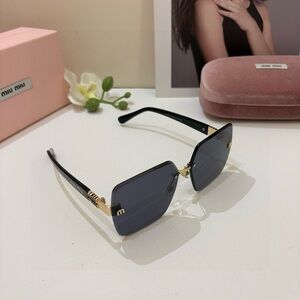 Miu Miu Black and Gold Square Sunglasses